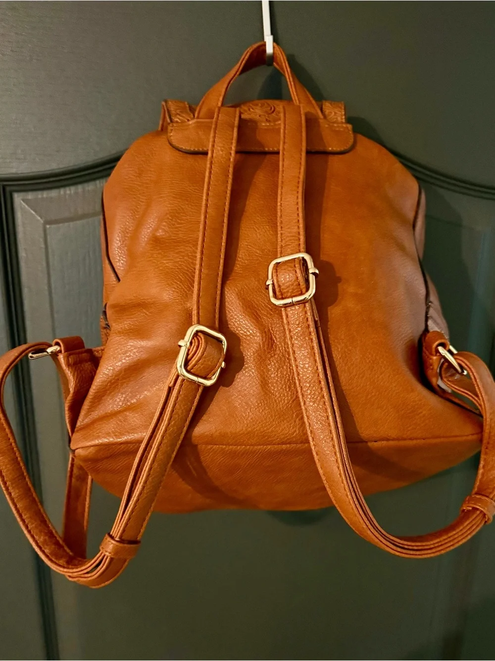 Tan Embossed Leather Backpack Darcy Marks London